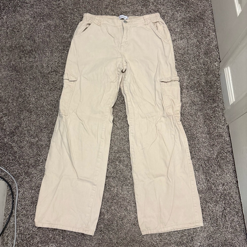 Vanilla Star Beige Wide-Leg Cargo Pants